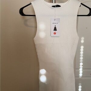 Zesica White Ribbed Mini Dress